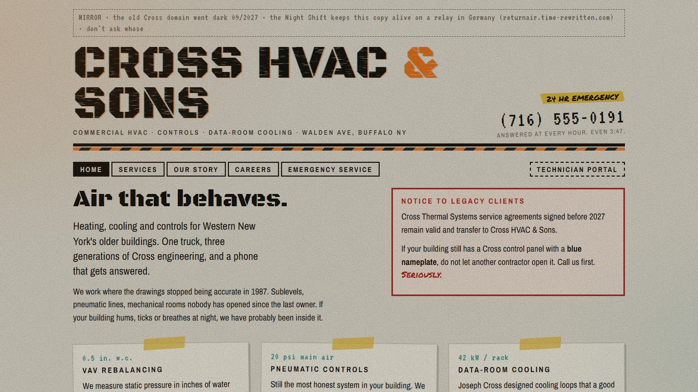 Screenshot: Cross HVAC & Sons
