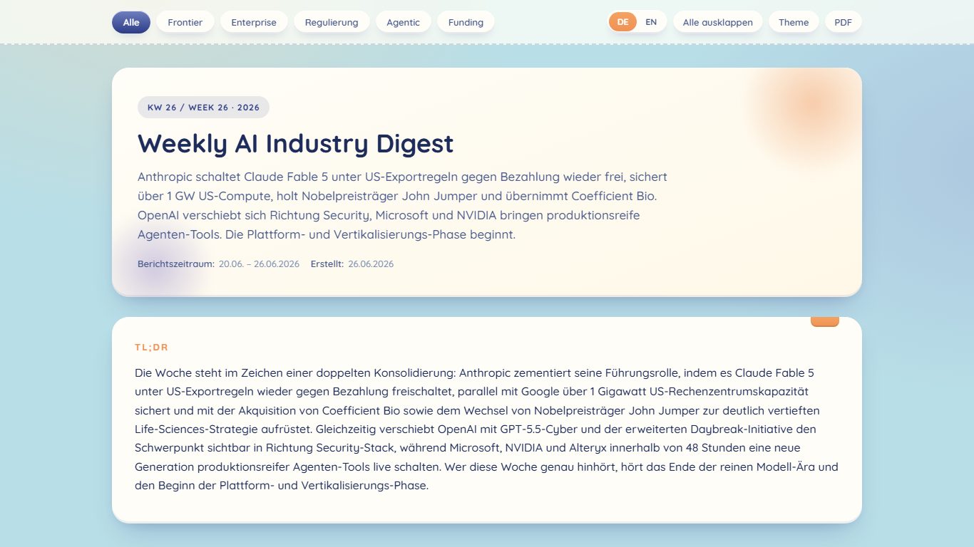 Screenshot: Weekly AI